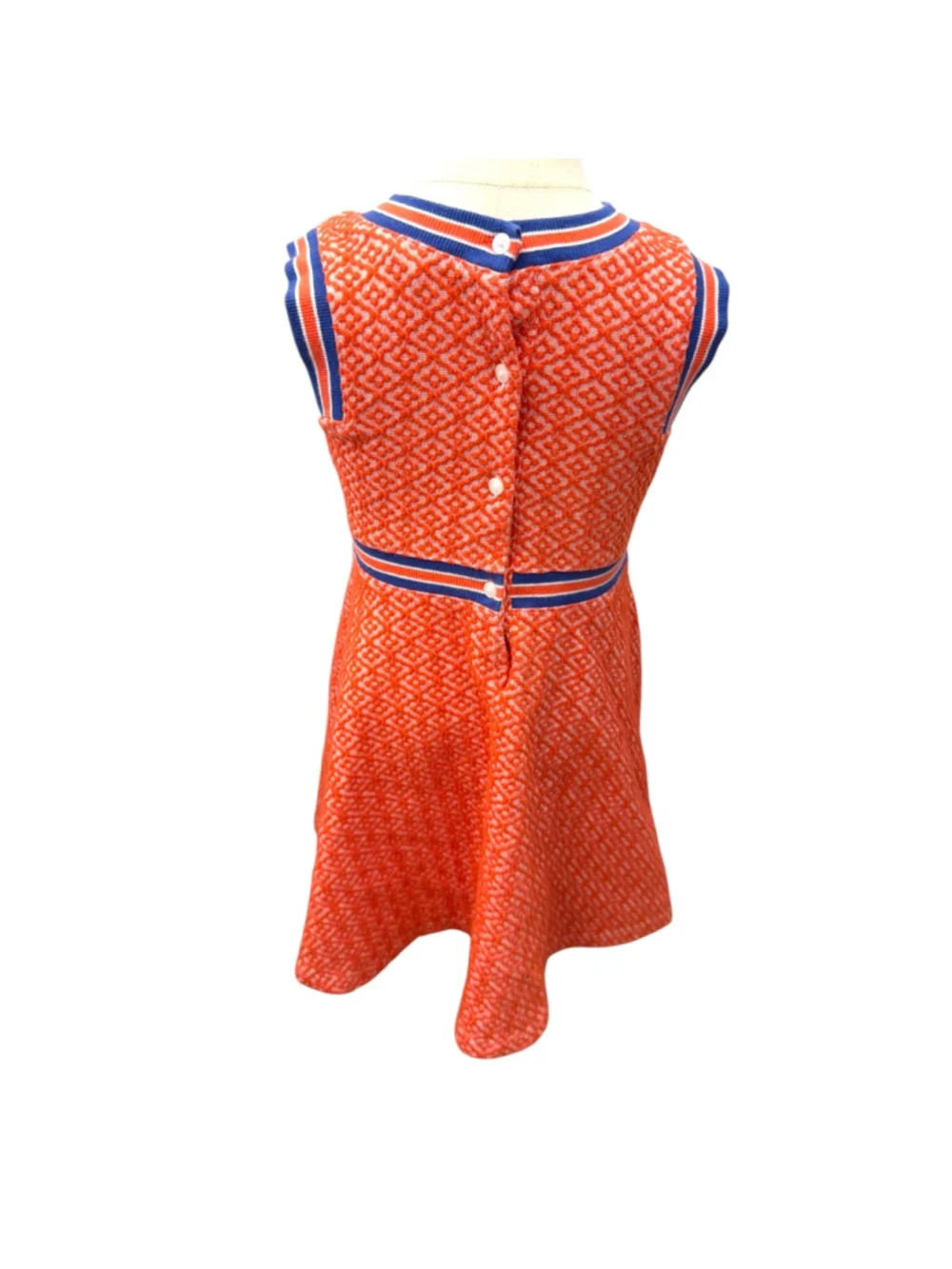 Janie and Jack Girls Size 6 Orange Geometric Knit Sleeveless Dress